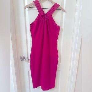 Rachel Zoe halter dress with silver detail. Stretch material. MIDI length.